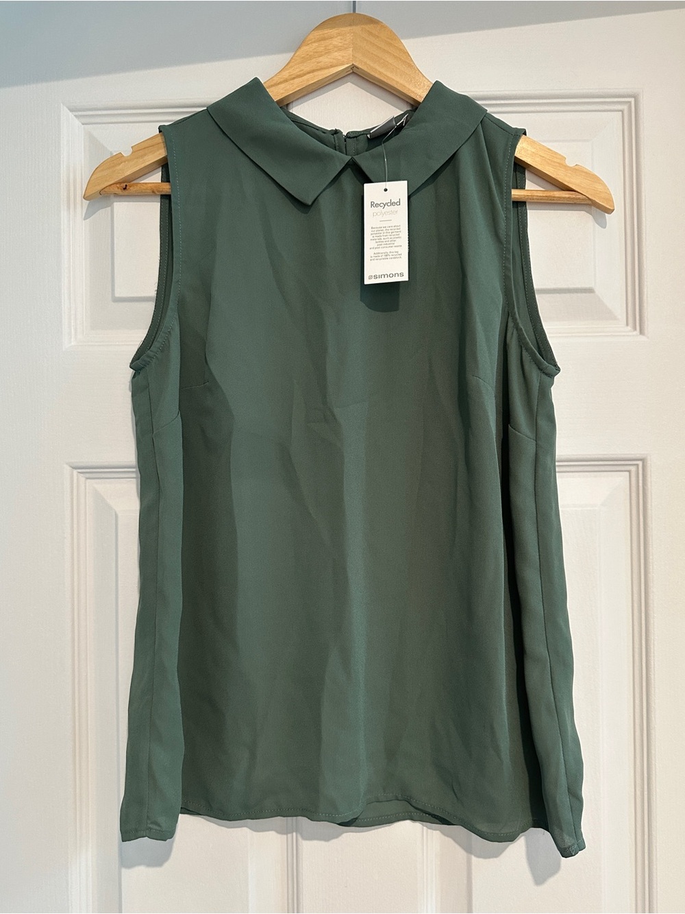 Sleeveless Collared Shell Top - Green